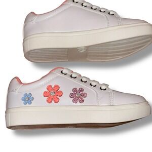 NIB Jessica Simpson Girls' Sneakers Flower Accent Casual Shoes White SZ 12 kids